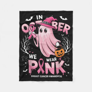 In oktober Draag we roze Shirt spookborstkanker Fleece Deken