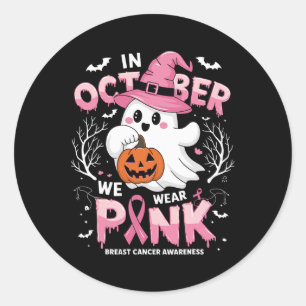 In oktober Draag we roze Shirt spookborstkanker Ronde Sticker