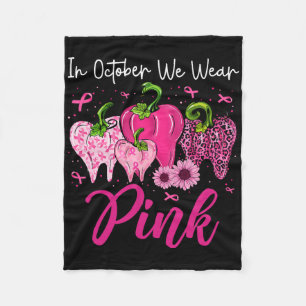 In oktober Draag we roze tand luipaard tandvlees Fleece Deken