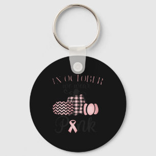 In oktober Draag we roze Thanksgiving borstkanker Sleutelhanger