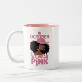 In oktober Draag we roze Tweekleurige Koffiemok