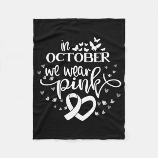 In oktober Draag we roze vlinders borstkanker Fleece Deken