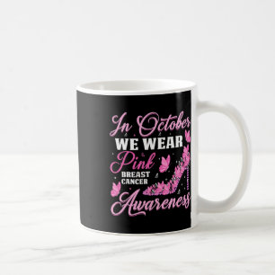 In oktober Draag we roze vlinders borstkanker Koffiemok