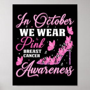 In oktober Draag we roze vlinders borstkanker Poster