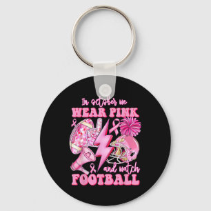 In oktober Draag we Roze Voetbal Borstkanker Bewus Sleutelhanger