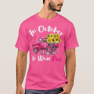 In oktober Draag we roze zonnebloempest T-shirt