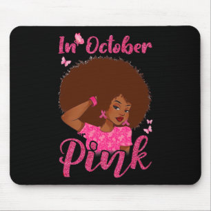 In oktober Draag we roze zwarte borstkanker Muismat