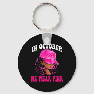 In oktober Draag we roze zwarte borstkanker Sleutelhanger