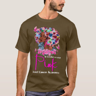 In oktober Draag we roze zwarte borstkanker T-shirt