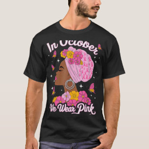 In oktober Draag we roze zwarte borstkanker T-shirt