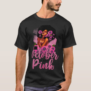 In oktober Draag we roze zwarte borstkanker T-shirt
