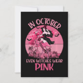 In oktober Draag zelfs heksen roze T-shirt Breast Kaart (Voorkant)