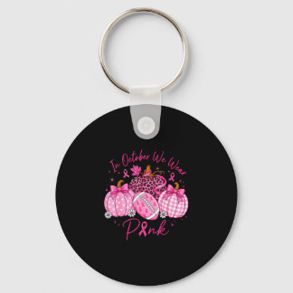 In oktober dragen roze pompoenen borstkanker kunst sleutelhanger