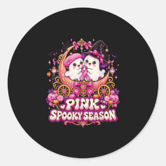 In oktober dragen roze spook heks borstkanker ronde sticker