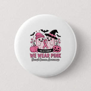 In Oktober dragen we Nk Schattig spook Borstkanker Ronde Button 5,7 Cm