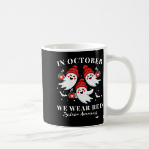 In oktober dragen we rode dyslexie bewustzijn hall koffiemok
