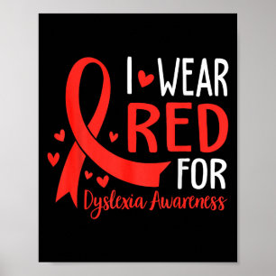 In oktober dragen we rood Dyslexie bewustzijn maan Poster