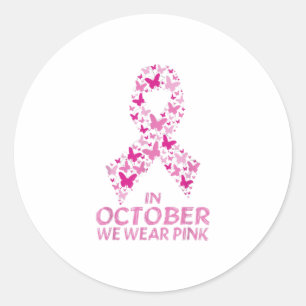 In oktober dragen we roze borstkanker bij ons ronde sticker