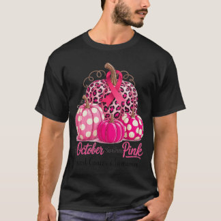 in oktober dragen we roze borstkanker pompoen herf t-shirt