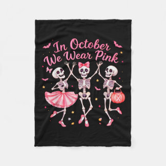 In Oktober dragen we Roze Dansende Skelet Borst Ca Fleece Deken