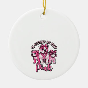 In Oktober dragen we Roze � Halloween Cute Dogs Br Keramisch Ornament