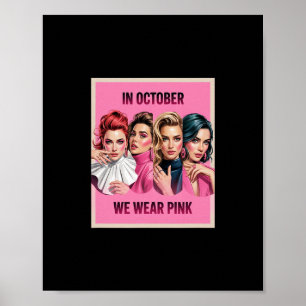 In Oktober dragen we Roze - Heks en spook Hallowee Poster