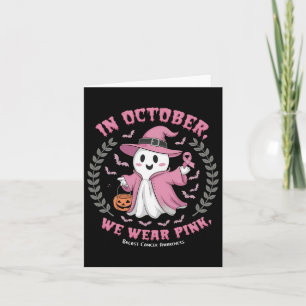 In oktober dragen we roze heks spook pompoen borst kaart