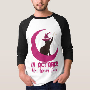 In Oktober dragen we Roze Kat Borstkanker Bewustzi T-shirt