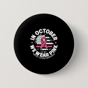 In oktober dragen we roze lint 2025 borstkanker ronde button 5,7 cm