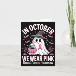 In Oktober dragen we Roze Lint Geest Halloween Bro Kaart