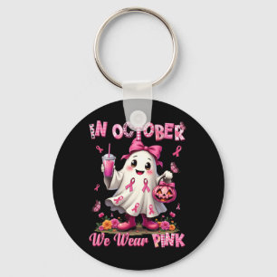 In oktober dragen we roze spook borstkanker bewust sleutelhanger