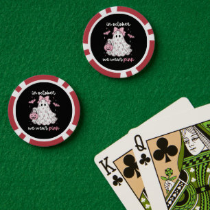 in oktober dragen we roze spook Halloween Poker Chips
