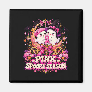In oktober dragen we roze spook heks borstkanker magneet