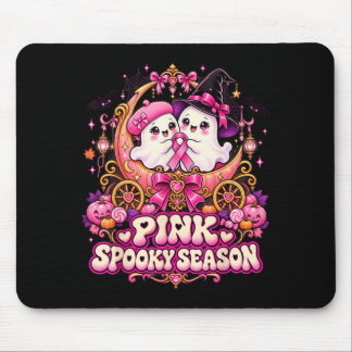 In oktober dragen we roze spook heks borstkanker muismat