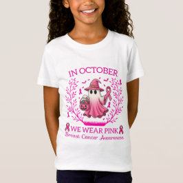 In oktober dragen we roze spook heks borstkanker t-shirt