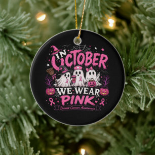 In oktober dragen we roze tegen borstkanker keramisch ornament