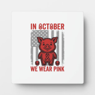 In oktober dragen we roze varkensbewustzijnsontwer fotoplaat