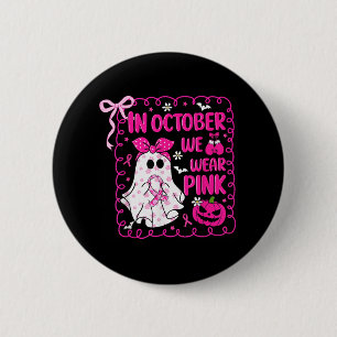 In oktober hebben we Pink Bow Ghost Breast Cancer Ronde Button 5,7 Cm