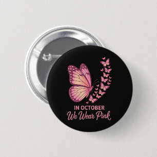 In oktober Roze Borst Vlinder Ronde Button 5,7 Cm