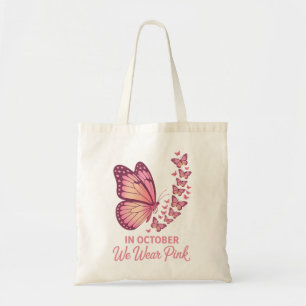 In oktober Roze Borst Vlinder Tote Bag