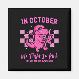 In oktober vechten we bij roze dinosaurus borstkan magneet