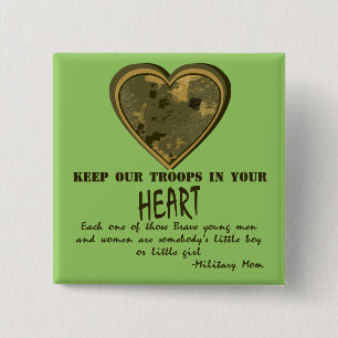 In ons hart vierkante button 5,1 cm