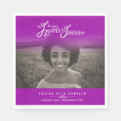 In ons hart voor altijd foto roze paarse servetten (Voorkant)