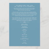 In onze harten begrafenisprogramma wit en blauw programma (Achterkant)