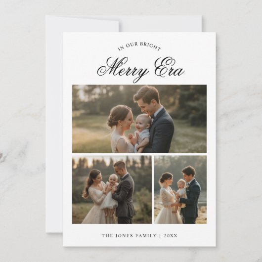 In onze heldere vrolijke tijdperk grappige familie feestdagenkaart (Voorkant)