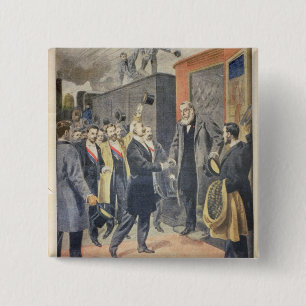 In Parijs: de aankomst van President Kruger Vierkante Button 5,1 Cm