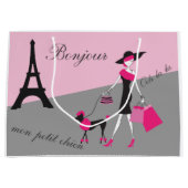 In Paris Woman and Dog Pink and Black Large Cadeauzakje (Voorkant)