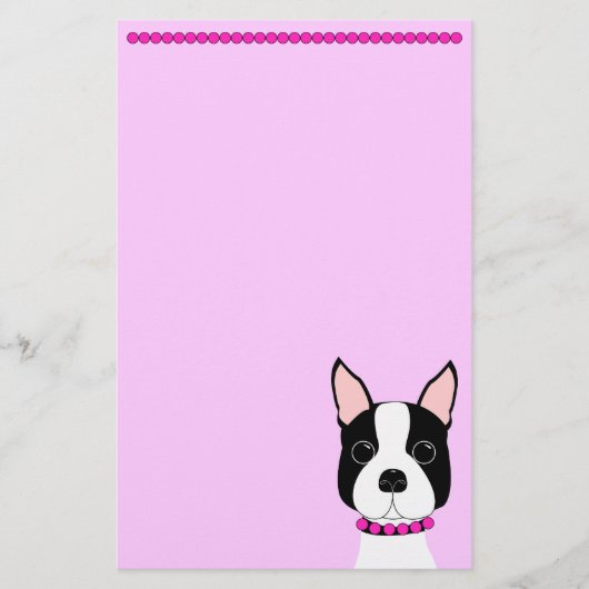  in Pink Boston Terrier Briefpapier (Voorkant)