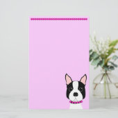  in Pink Boston Terrier Briefpapier (Staand voorkant)