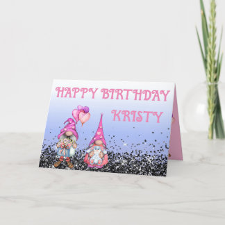 in Pink Gnome Birthday Kaart